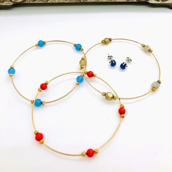 Vintage Blue Star Sapphire Earrings & Bracelet Stack - Picture 10 of 11